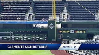 Roberto Clemente sign returns to right field wall at PNC Park
