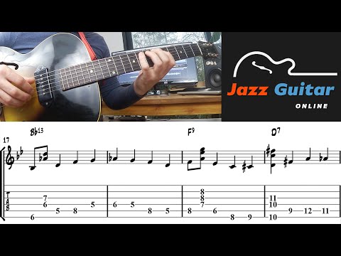 Walking Bass Guitar + Chords - F Blues (Jazz Guitar Lesson)