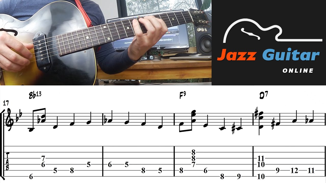 Walking Bass Guitar + Chords - F Blues (Jazz Guitar Lesson) - YouTube