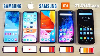 Samsung Galaxy S20 vs iPhone 11 vs Samsung Galaxy A51 vs Xiaomi Mi 9T Pro vs 11000 mAh - КТО ДОЛЬШЕ?
