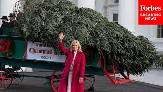 First Lady Dr. Jill Biden Welcomes Christmas Tree To The White House