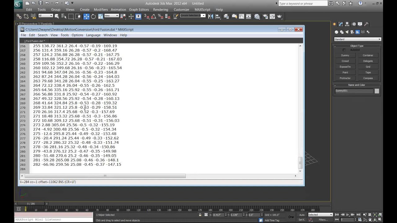 Vehicle Motion Tools Data Conversion