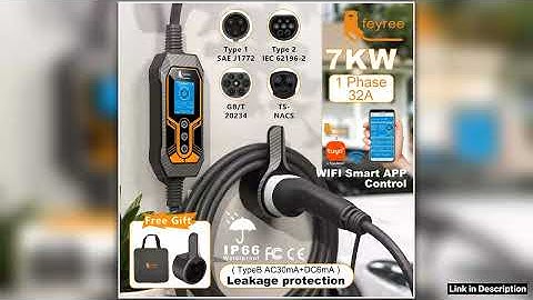 feyree Type2 32A 7KW Single Phase WiFi APP Control Type1 GBT TSNACS Cord for HomeOutdoor Special Pi