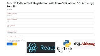 ReactJS Python Flask Registration with Form Validation | SQLAlchemy | Formik