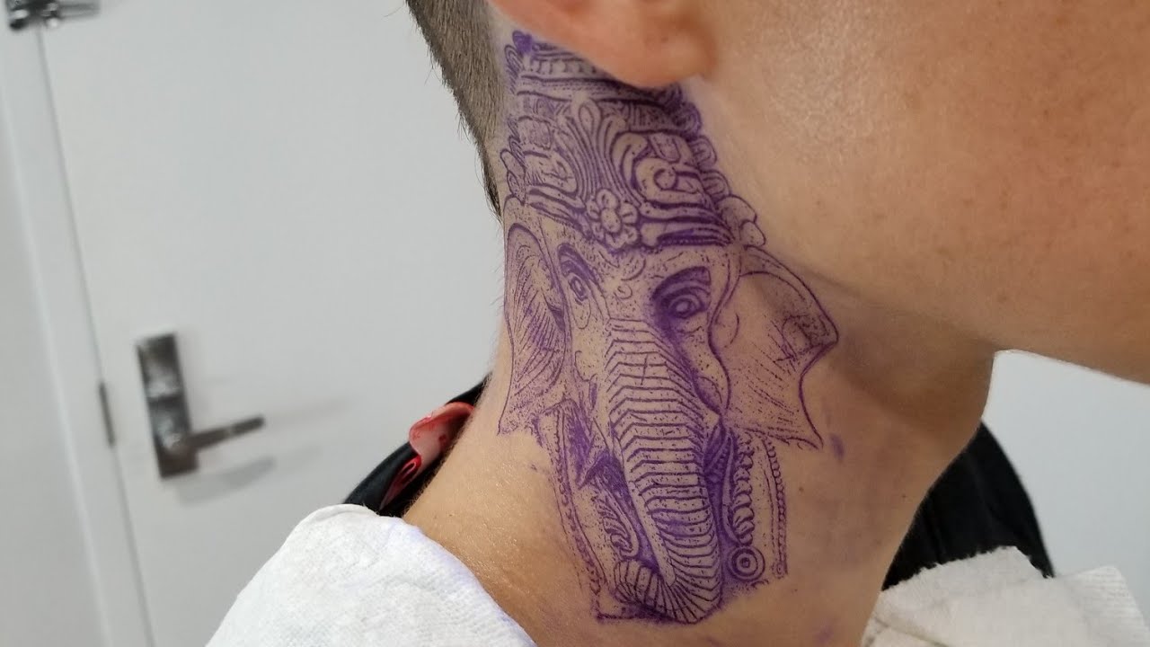 55 Elephant Tattoo Ideas  Art and Design  Back of neck tattoo Neck tattoo  Half sleeve elephant tattoos