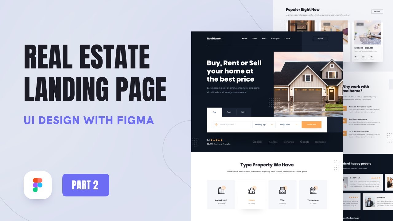 Landing Page Design Figma - Real Estate Landing Page Part 2 - YouTube