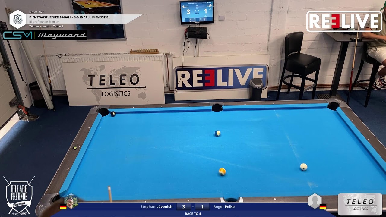 Stephan Lövenich vs Roger Pelke Tisch 4 Dienstagsturnier 10-Ball BF Bremen 22-7-25