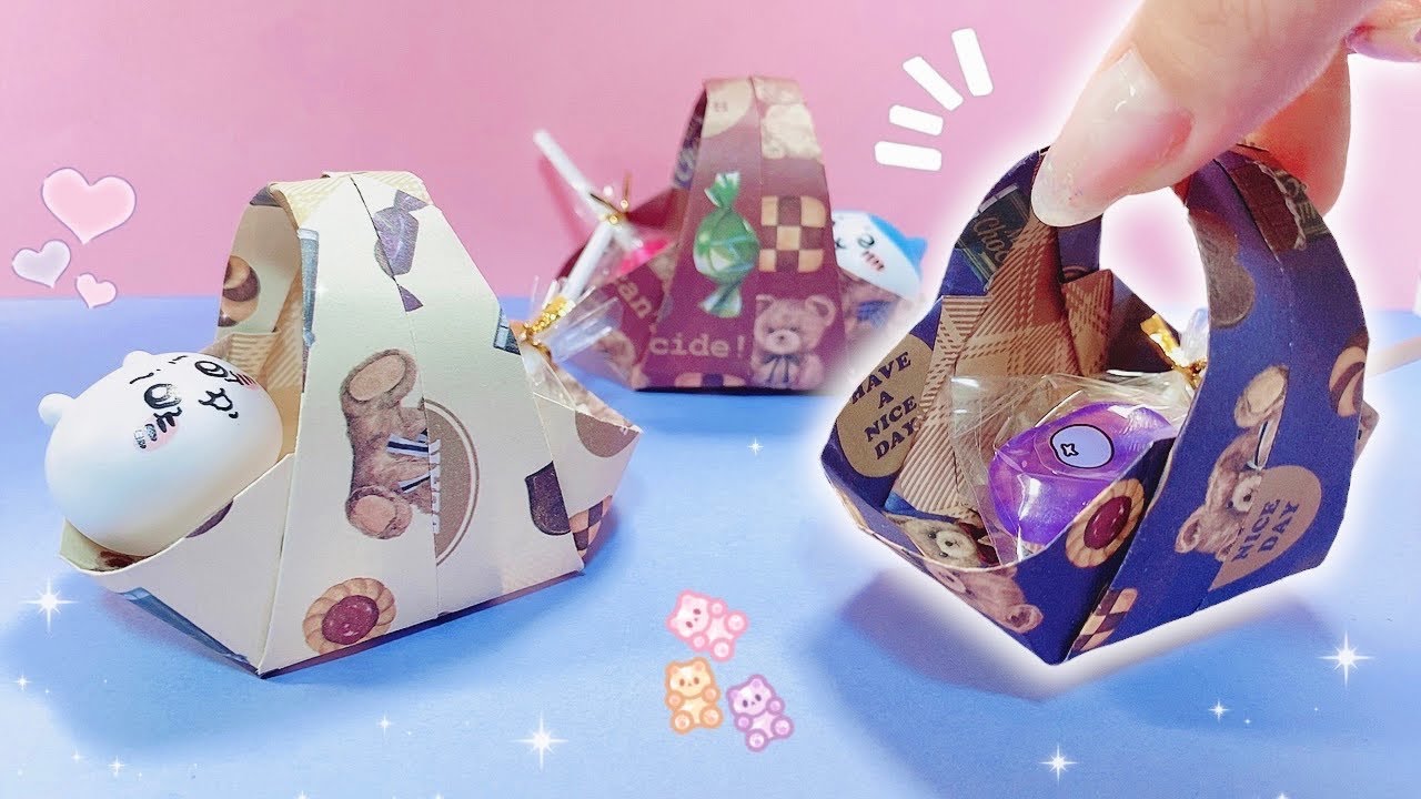 【折り紙一枚のみ！】ミニカゴバッグの作り方！可愛い小物入れ✨