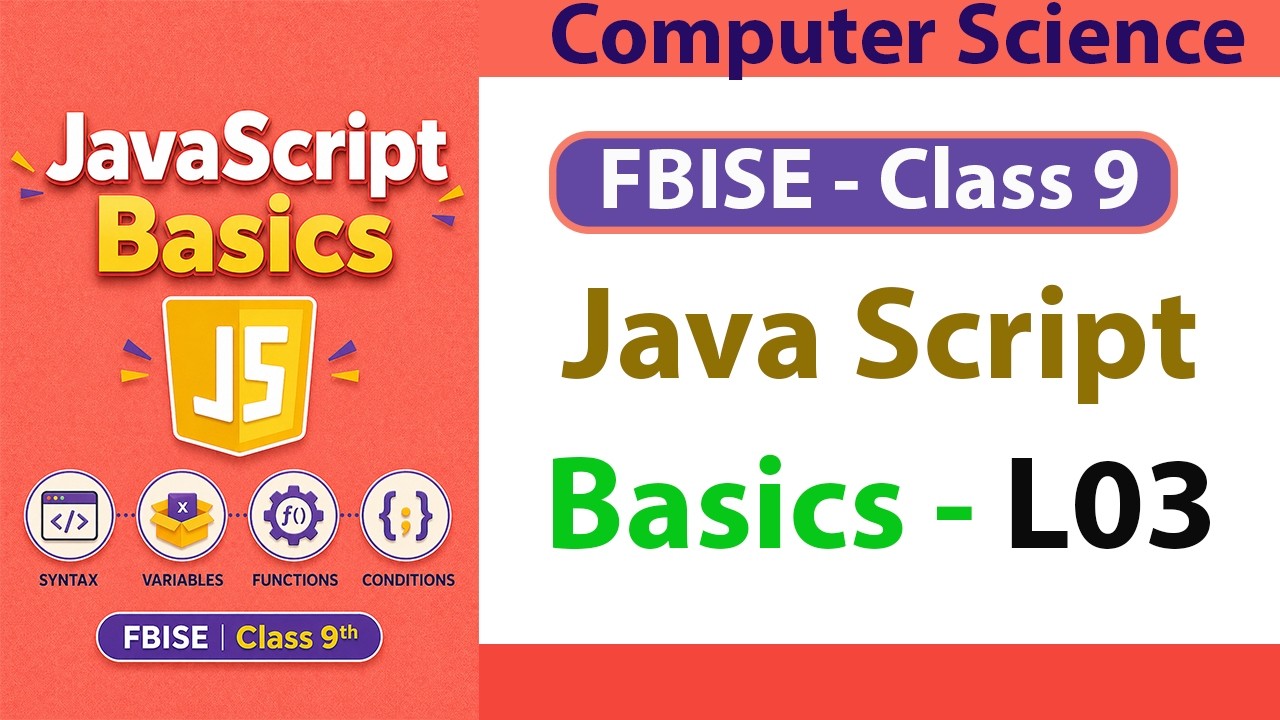 FBISE JavaScript Data Types for Class 9 Computer Science | Lecture 3 ...