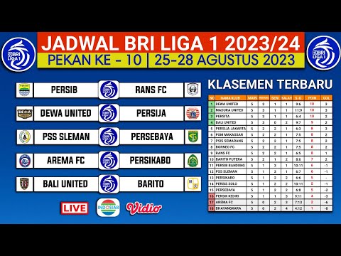 Jadwal Bri Liga 1 Pekan ke 10 -Jadwal Liga 1 2023 Terbaru Hari ini - Persib vs Rans fc-live indosiar