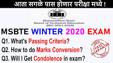MSBTE WINTER 2020 EXAM | Passing Criteria | Condolence in Exam | Marks Conversion in Hindi.
