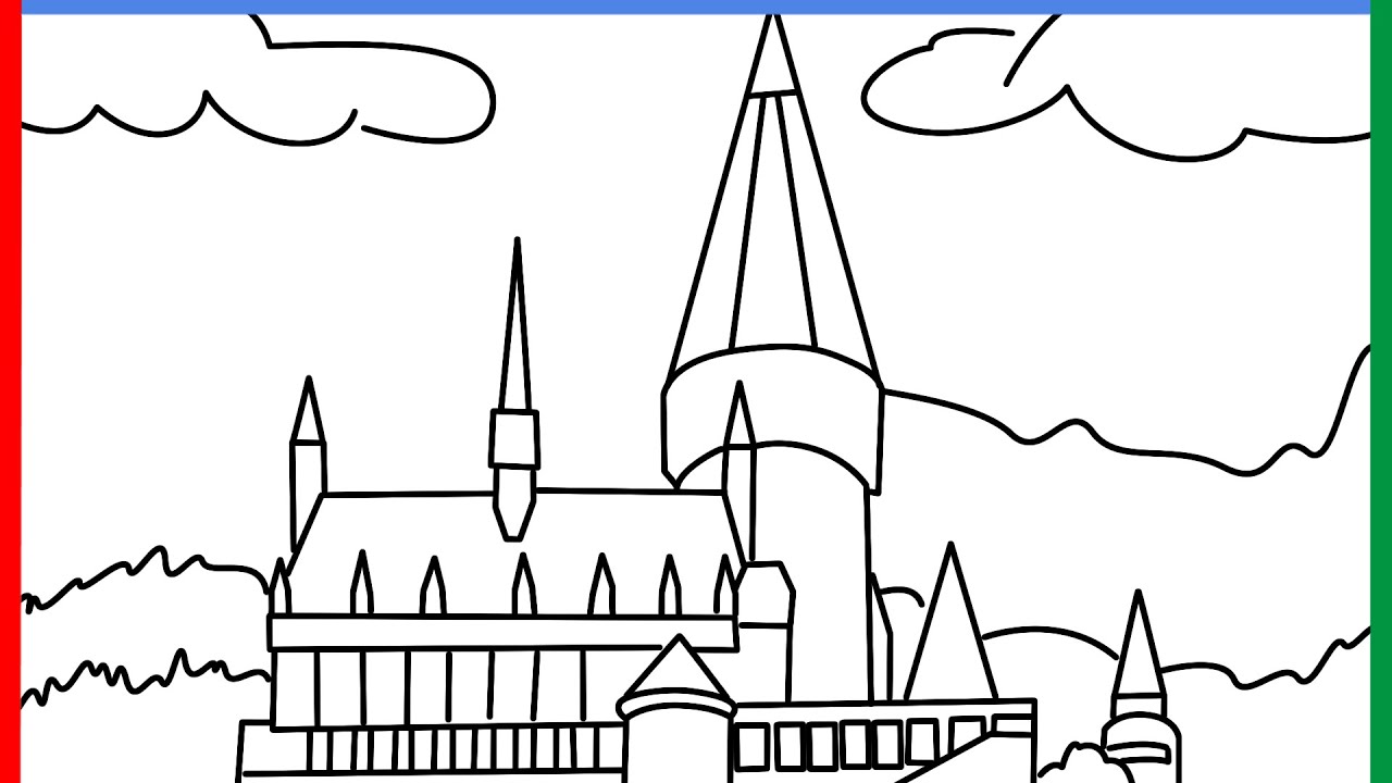 How to draw Hogwarts Castle, Universal Studios Hollywood