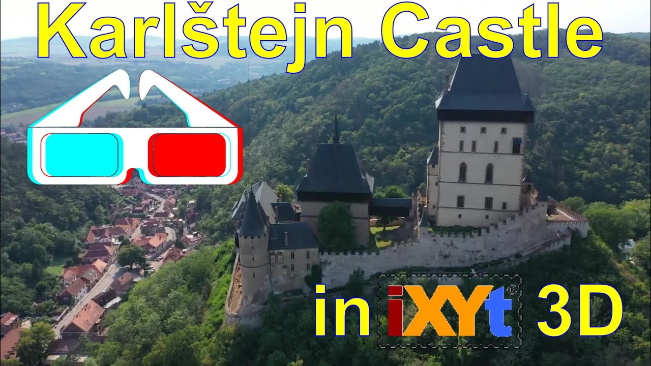 Karlštejn Castle, Central Bohemian Region, Czech Republic in iXYt 3D red-cyan anaglyph video