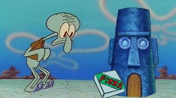 Squidward Trying To Get A Pizza From His House