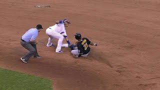 PIT@CHC: Soler throws out Tabata stretching a single