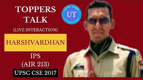 UPSC Topper Harshvardhan (IPS) (AIR 213) Live Interaction I Toppers Talk I UPSC TIME
