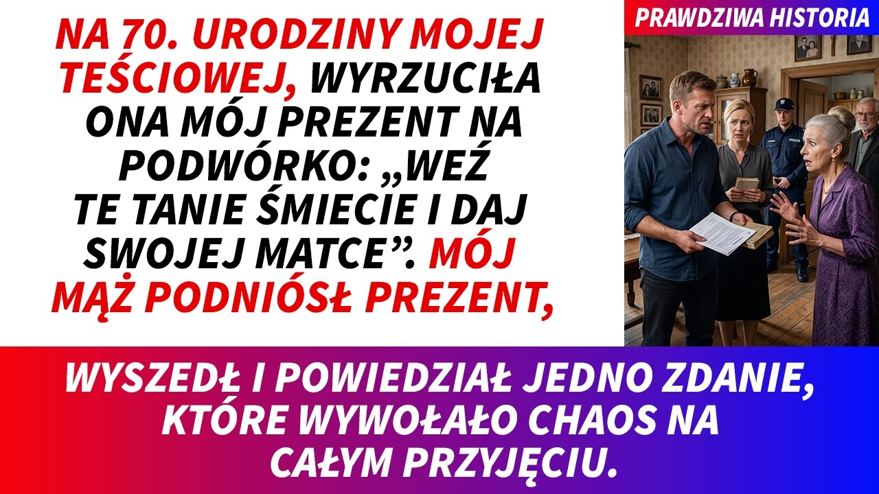 Podczas 70. urodzin teściowej cisnęła mój prezent w błoto i wrzasnęła przy całej rodzinie: „Zabierz to tanie badziewie i podaruj własnej matce!” Mąż podniósł z ziemi zniszczony szal i stary notes,...