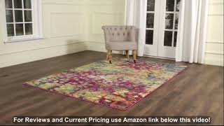 Safavieh Monaco Collection MNC225D Modern Boho Abstract Watercolor Area Rug, 10' x 14', Pink/Mu Safavieh Contemporary Rugs Monaco Collection Mnc225e