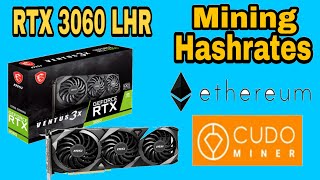 MSI RTX 3060 Ventus X3 OC LHR Mining Ethereum at CUDO miner