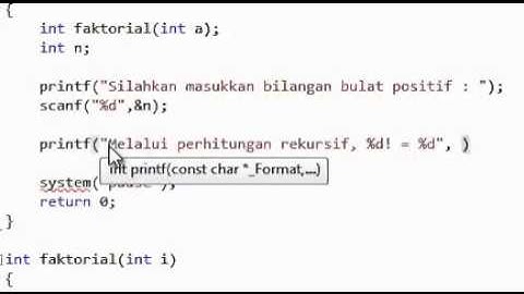 tutorial rekursif fungsi faktorial dengan bahasa c