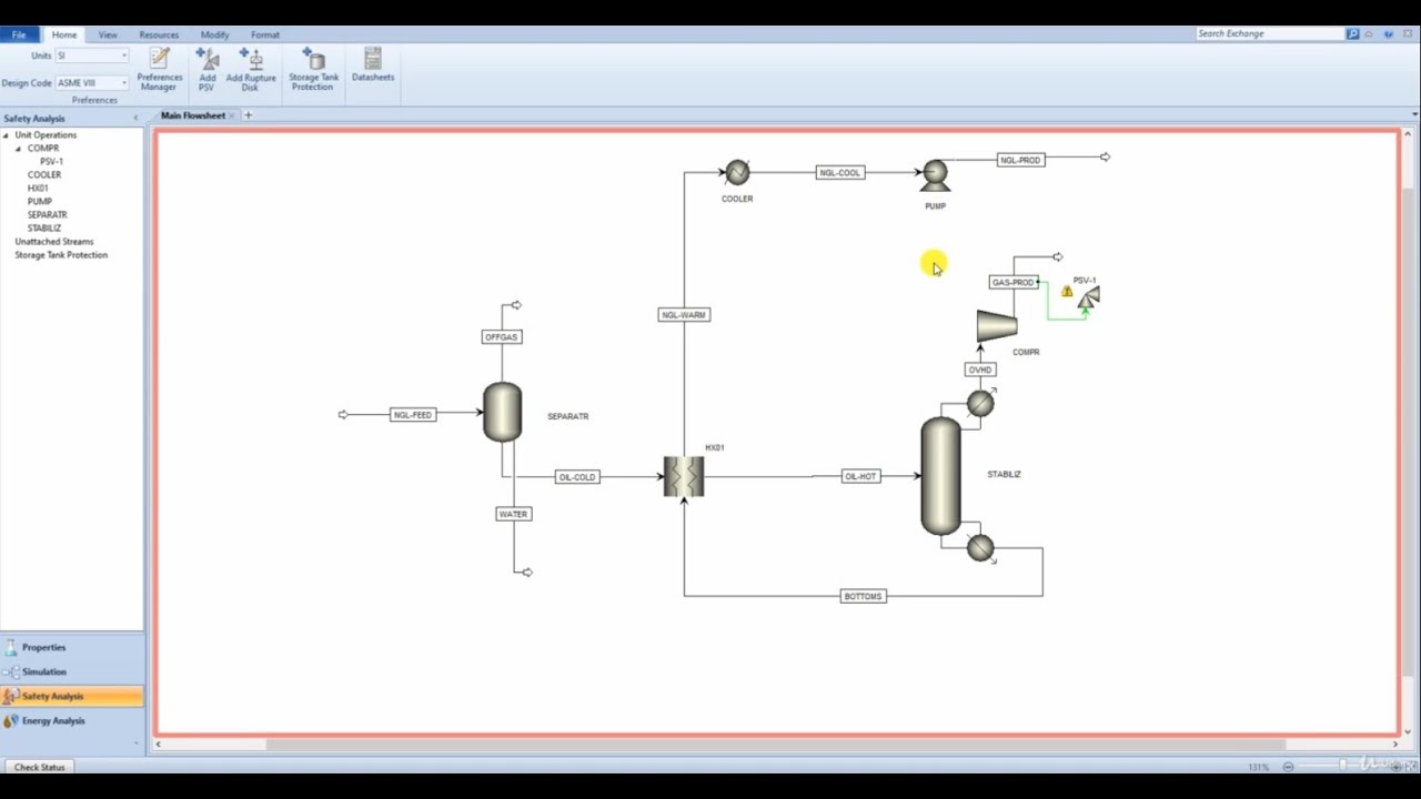 Adding a Pressure Safety Valve PSV in aspen plus