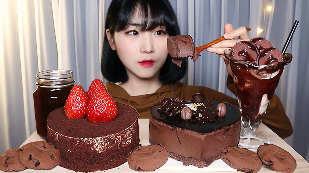 SUB)초코디저트🍫🍰 초코케이크 초코찰떡 먹방 CHOCOLATE CAKE MUKBANG ASMR チョコレートケーキكعكة الشوكولاتة