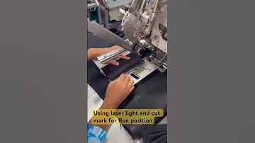 Welt attach using laser light and cut mark. #automation #sewing #garments