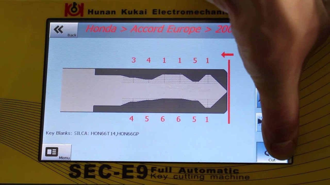 SEC-E9 Automatic key cutting machine --- How to cut a HON66 Honda