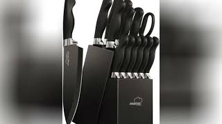 Amorston 15-Piece Knife Set: German Steel, Built-in Sharpener, Dishwasher Safe
