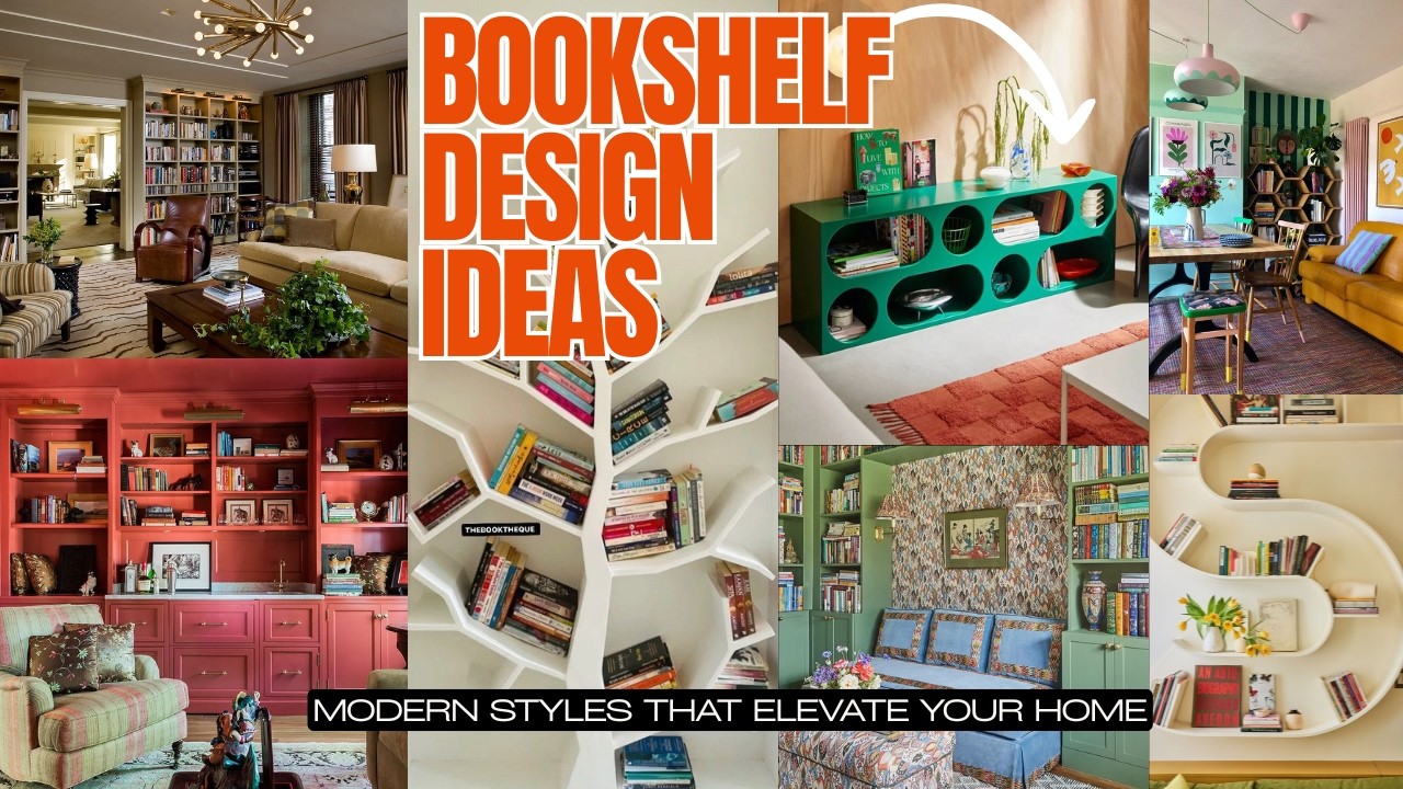 Более 100 креативных идей дизайна книжных полок 2026 года | Современные стили, которые преобразят...
