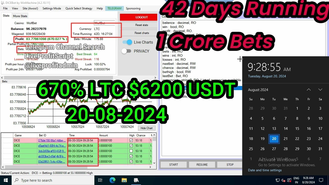 Dicebot Script |Dice Strategy |Stake DIce | Wolf.bet | DiceScript 2024 |Dice Strategy 2024