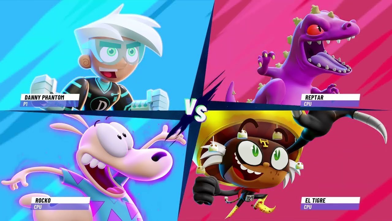 Nickelodeon All-Star Brawl 2 - Danny and Rocko vs Reptar and El Tigre Stock Share Battle