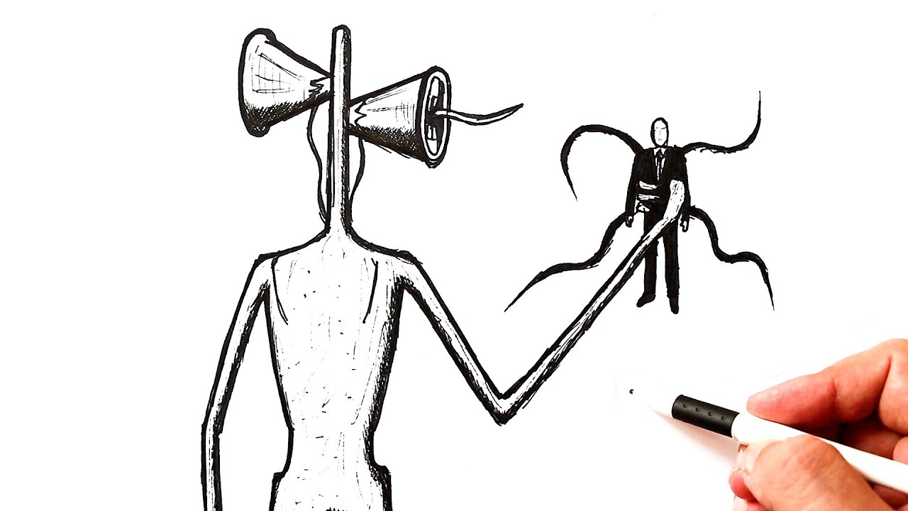 How to draw a Siren head attacking Slenderman 