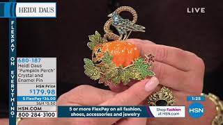 Heidi Daus "Pumpkin Perch" Crystal and Enamel Pin