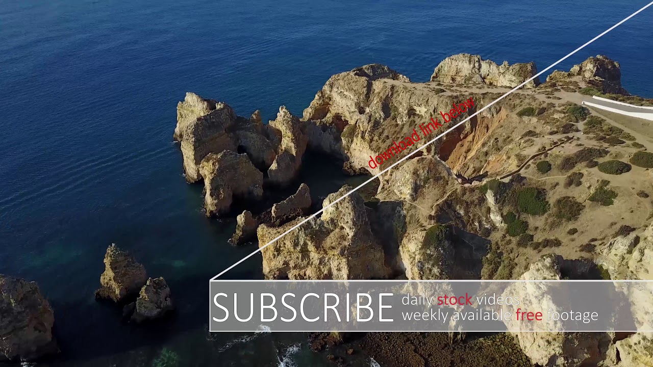 Portugal cliffs rocks tourist point aerial 4K - STOCK FOOTAGE - STOCK VIDEO