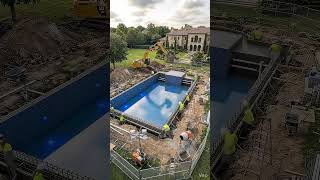 Luxury Mansion Backyard Pool Transformation 🤯 | Swimming Pool Construction Timelapse #shorts