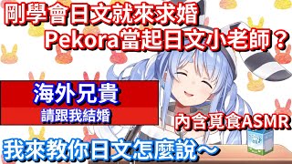 【Hololive中文】外國兄貴剛學會求婚的日文就來求婚！於是Pekora當起日文小老師教日文？【兔田佩克拉】