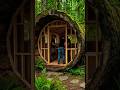 Bushcraft: Luxury Cabin built in tree log #bushcraft #survival #asmr#treehouse#shelter #shorts#viral