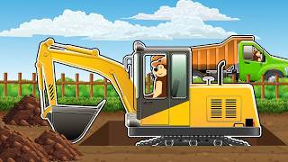 EXCAVATOR DIGGING Deep Hole 🚜 Bear Works While Truck Waits | Farm Animal Life