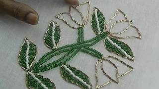 Beaded Hand Embroidery Beads Work, Easy Flower Embroidery with Beads Simple Design Tutorial