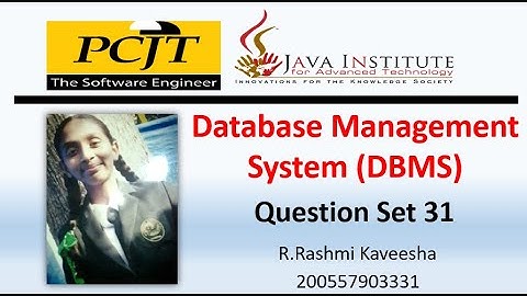 Java Institute || Database Management System(DBMS) || Question set 31