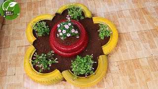 Creative garden | Recycling old tires into flower pots
