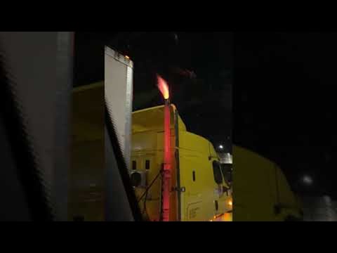 Semi Truck Shooting Flame From Red Hot Exhaust || ViralHog