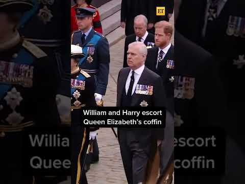 Prince harry & prince william escort queen elizabeth's coffin #shorts