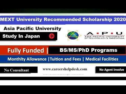 Asia Pacific University Japan | MEXT University Recommended 2020| Fully Funded Scholarship