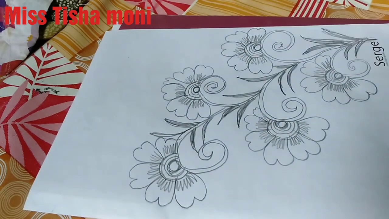HAND EMBROIDERY DESIN | HOW TO DRAWING  AND EASY FLOWERS DESIGNS FOR EMBROIDERY