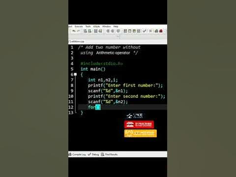 Add two number without using Arithmetic operator #shorts ||c ...
