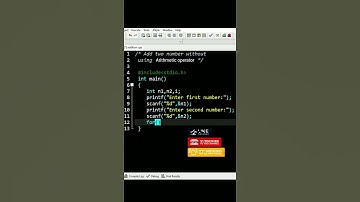 Add two number without using Arithmetic operator #shorts ||c programming shorts video #coding_campus