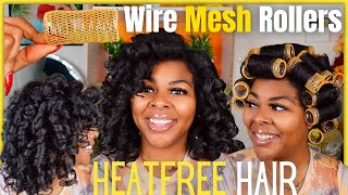 Roller Set Tutorial | HEAT-FREE Super Curly Hairstyle | Wire Mesh Rollers