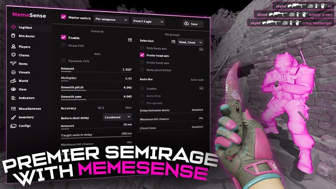 MEMESENSE CS2 SEMI-RAGE VAC SAFE CONFIG UNDETECTED / BUY IN DISCRIPTION